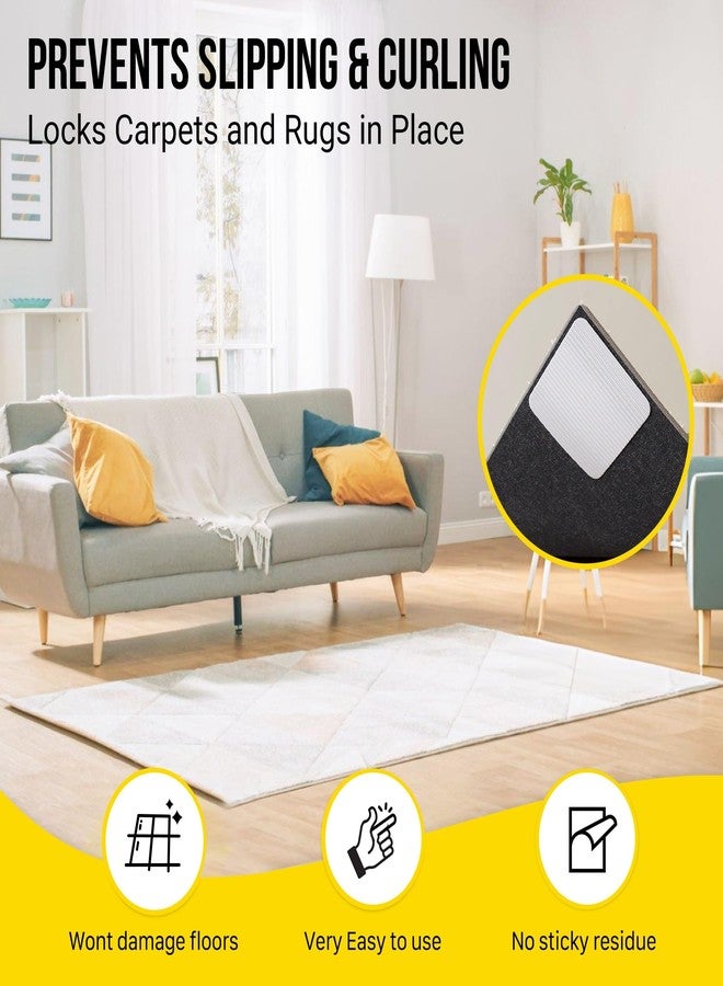 ALIEN TAPE Alien Grip Rug Gripper Carpet Tape - 12pcs, 4x4 in. Anti-Slip Hardwood, Tile Floor, No Damage - Double Sided Reusable, Non Slip Corner Rug Pads - As Seen on TV - Image 2